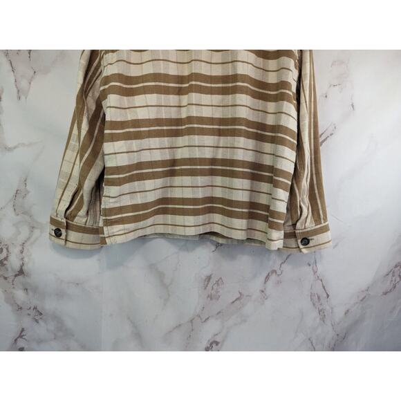 Everlane Jacket Women Large Brown The Oversized Striped Shirt Shacket Flannel - Picture 7 of 11